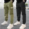 Boys Pants Solid Cargo Pants Teenage Boy Multi-Pocket Trousers Kids Spring Autumn Boys Casual Pants Streetwear