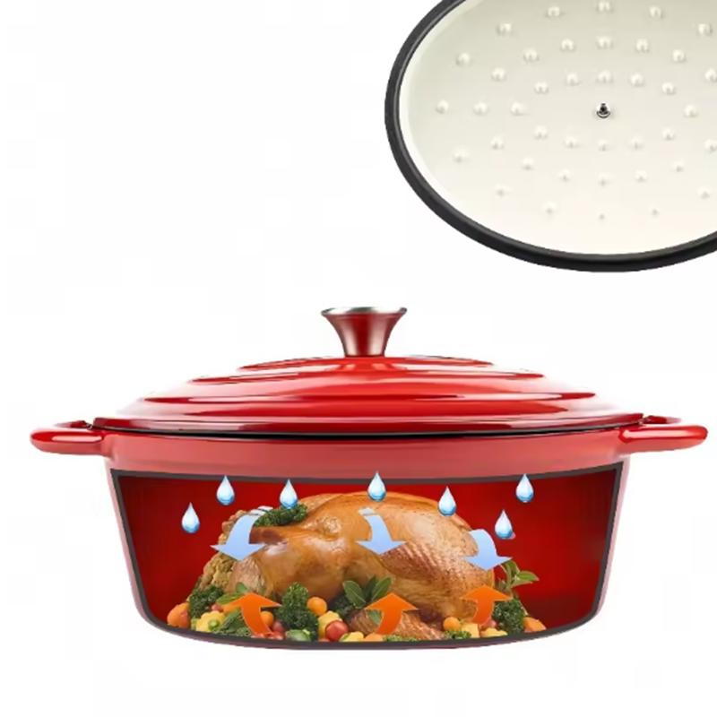 Горшки для выпечки хлеба, тушения, жарки из эмалированного чугуна, кухонная посуда, антипригарная голландская печь, овальные горячие горшки с крышкой и ручками