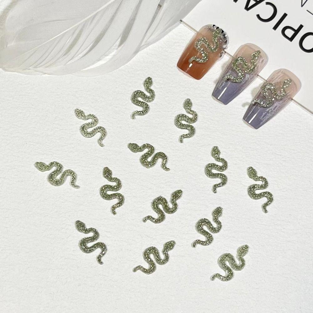 50 Pcs Mini Snake Nail Art Accessories Flatback Snake Nail Stickers DIY Nail Art Decoration  Women