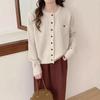 Осенний вязаный топ повседневный универсальный приталенный тонкий однобортный на несколько пуговиц модный вязаный кардиган с длинным рукавом с имитацией карманов женский