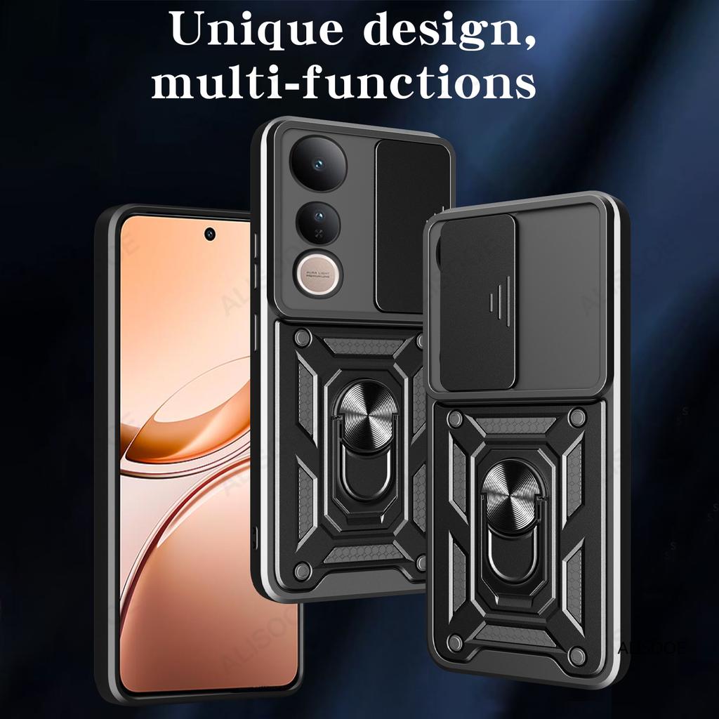 Funda for VIVO V50 Lite Case Slide Camera Protection Ring Stand Shockproof Back Cover for VIVO V50 Capa Funda