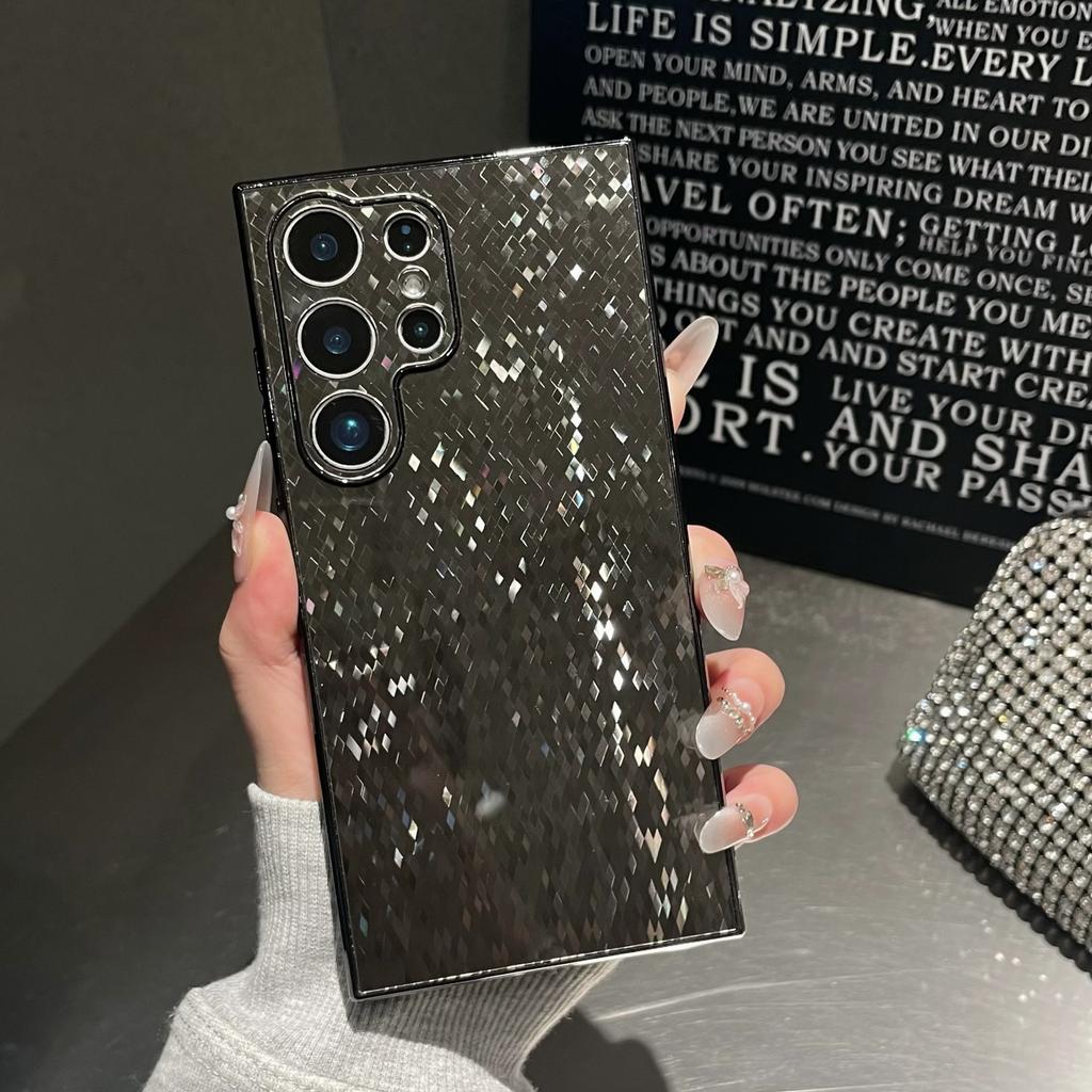 Samsung S24ultra Mobile Phone Case Full Inclusive Anti-fall S23ultra Advanced Electroplated Diamond Shaped Glitter Shell