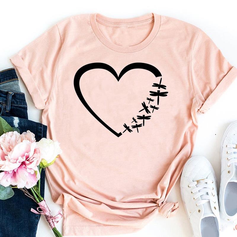 Футболка Верхняя одежда Повседневная Одуванчик Стрекоза Милая 90-е Короткий рукав Унисекс Принт Женская модная футболка FeUnisex Графическая футболка