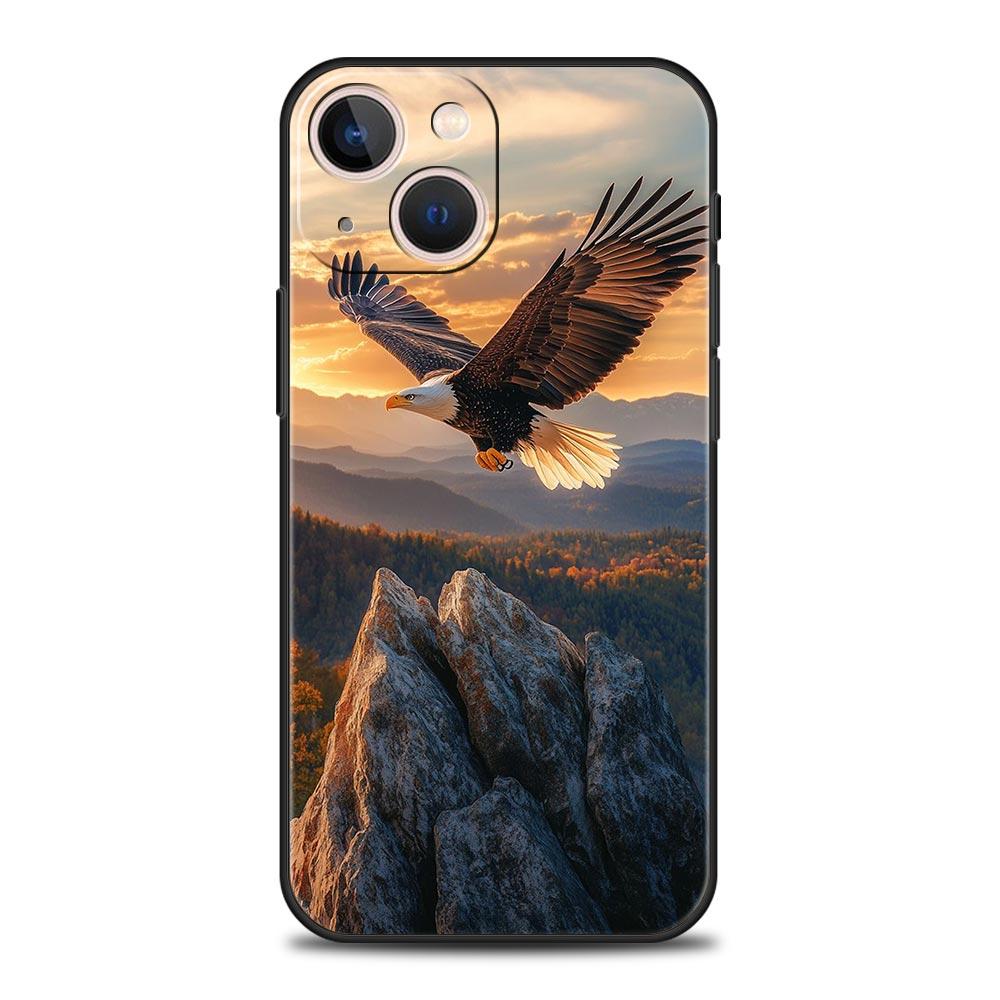 Чехол для телефона с орлом для iPhone 17 16 15 Pro Max 11 12 13 14 7 8 Plus SE 2020 X XR XS Мягкий черный