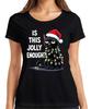 Is This Jolly Enough Christmas Cat Sarcastic Santa Hat Ladies TShirt