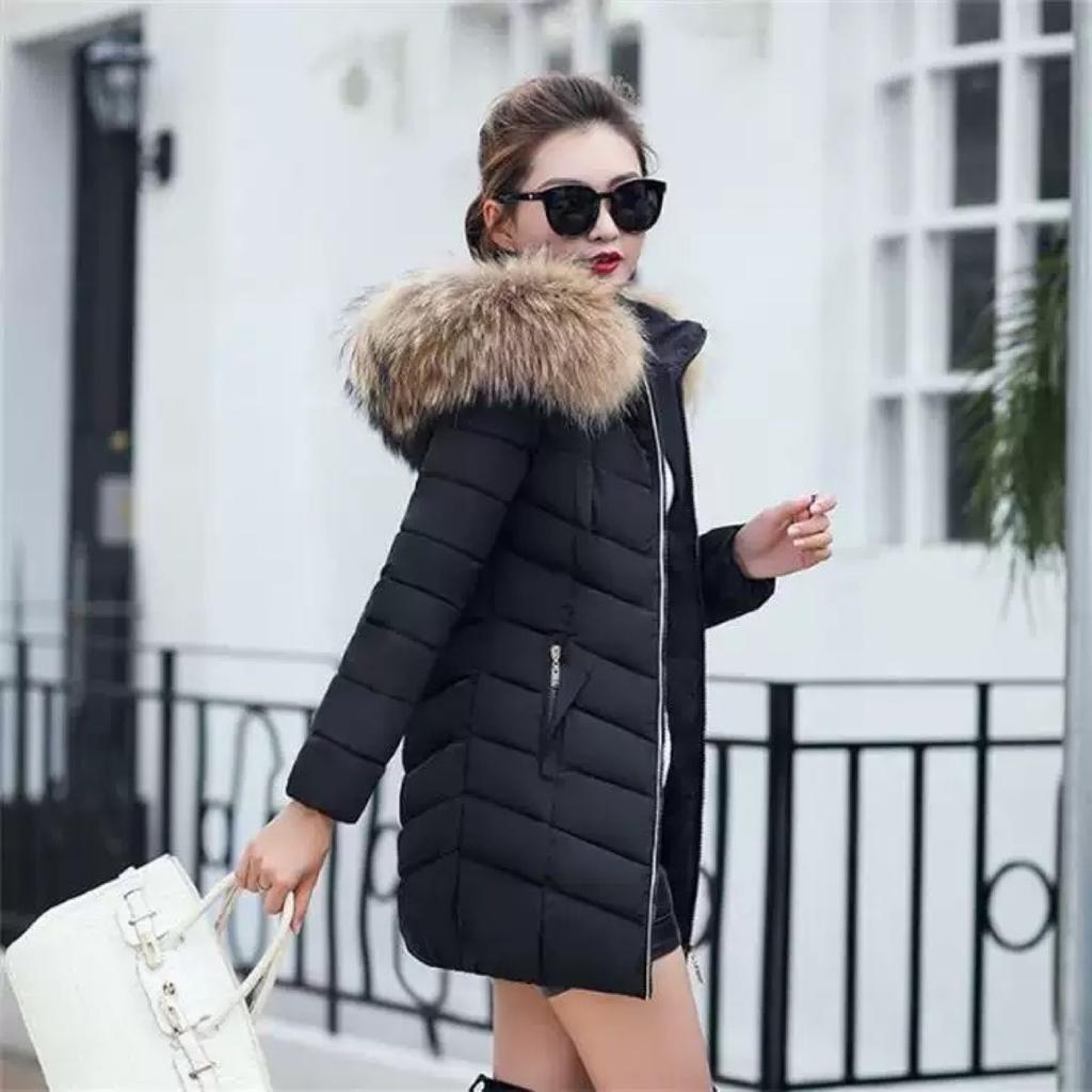 2025 Winter New Edition, Korean Version, Slim Fit Cotton Jacket, Women's, Medium To Long Style, Cotton Jacket, Thick and Warm, Cotton Coat Jacket