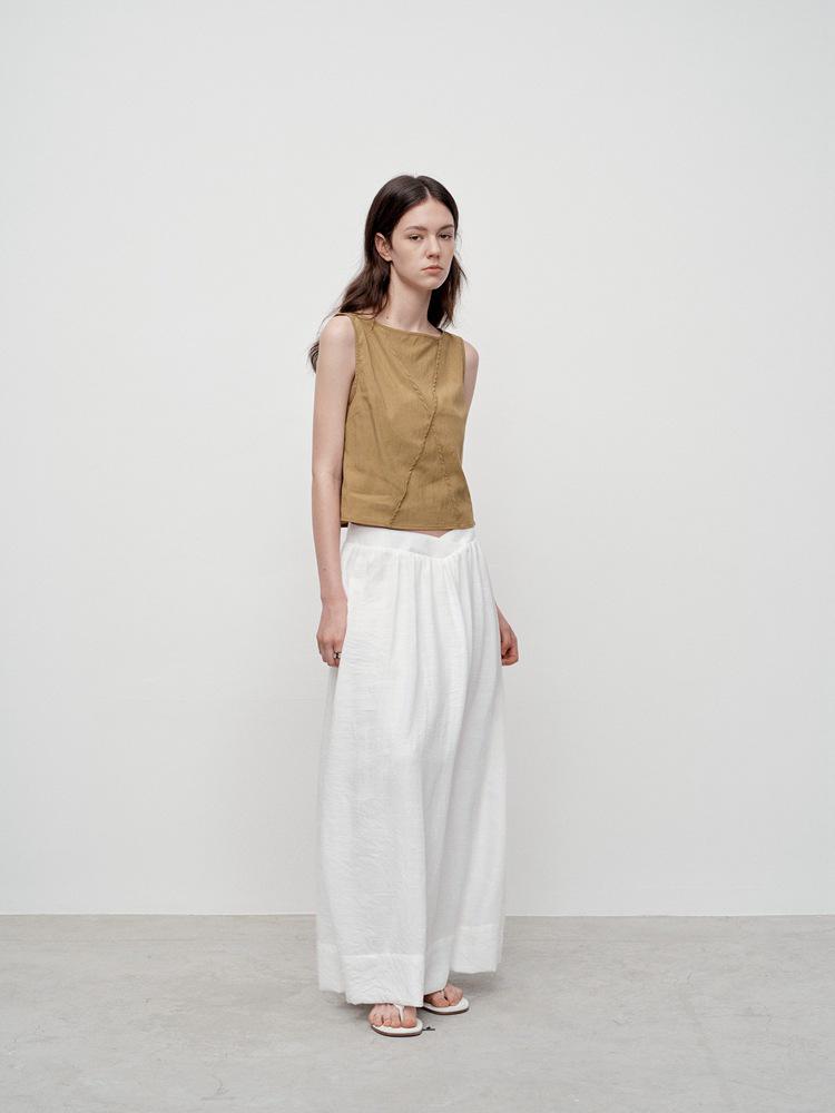 Юбка Sweet Song из хлопка и льна с высокой талией и драпировкой - женская летняя юбка во французском стиле