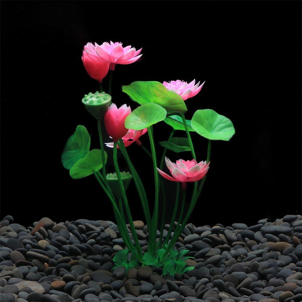 for Fish Tank Decor Beautiful Plasitc Water Grass Artificial Lotus Lotus Ornaments Aquatic Flower