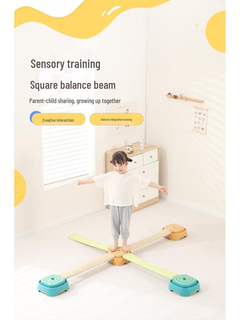 Нескользящий край Детское квадратное балансировочное бревно для помещений - Сенсорная тренировка и игрушка для раннего развития