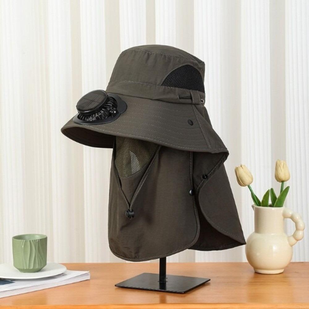 Adjustable Solar Rechargeable Fan Hat Portable Wide Brim Fan Hat Fishing Sun Shading Hat Travel