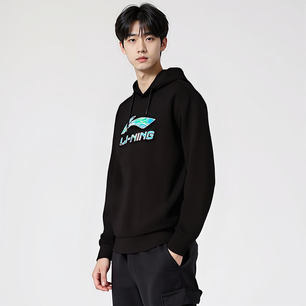 Li Ning Sweatshirts Men's Black Crew Neck Moderate AWDVJ01-3