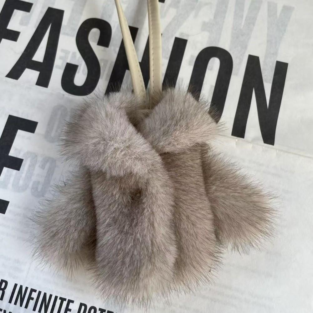 Clothing-Shaped Faux Rabbit Fur Keychain Soft Plush Bag Charm Kawaii Fluffy Pendant Key Ring Gift