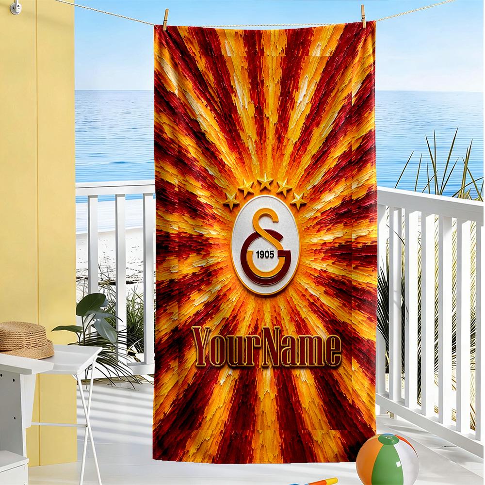 Galatasaray Personalized Text Beach Towel Quickdry Soft Microfiber Suitable For Sports Travel Swimming Yoga Bathroom Beach And Pool