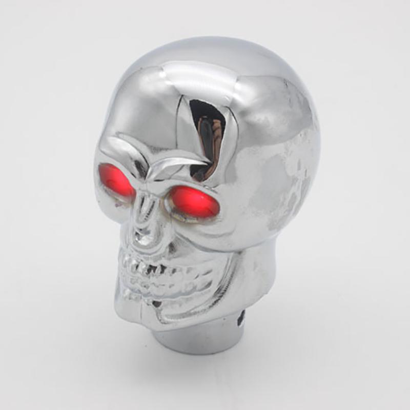 Ручка переключения передач металлическая черепная коробка передач в форме скелета ручка переключения передач автомобильная автоматическая ручка переключения передач ручка с красным светодиодом