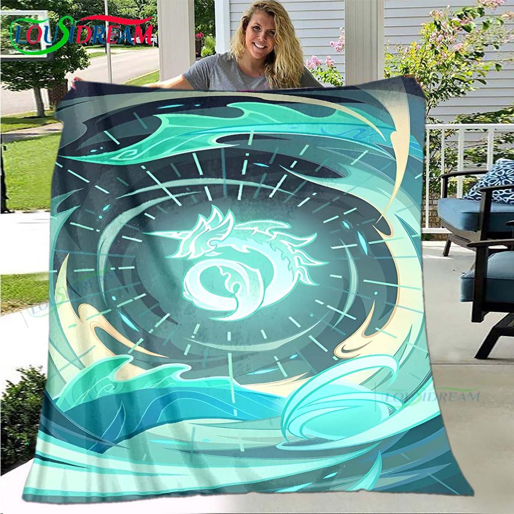 Горячий плед с узором рун Genshin Impact, тонкий фланелевый плед, портативный плед для дома, путешествий, офиса, на обеденный перерыв, подарок на день рождения