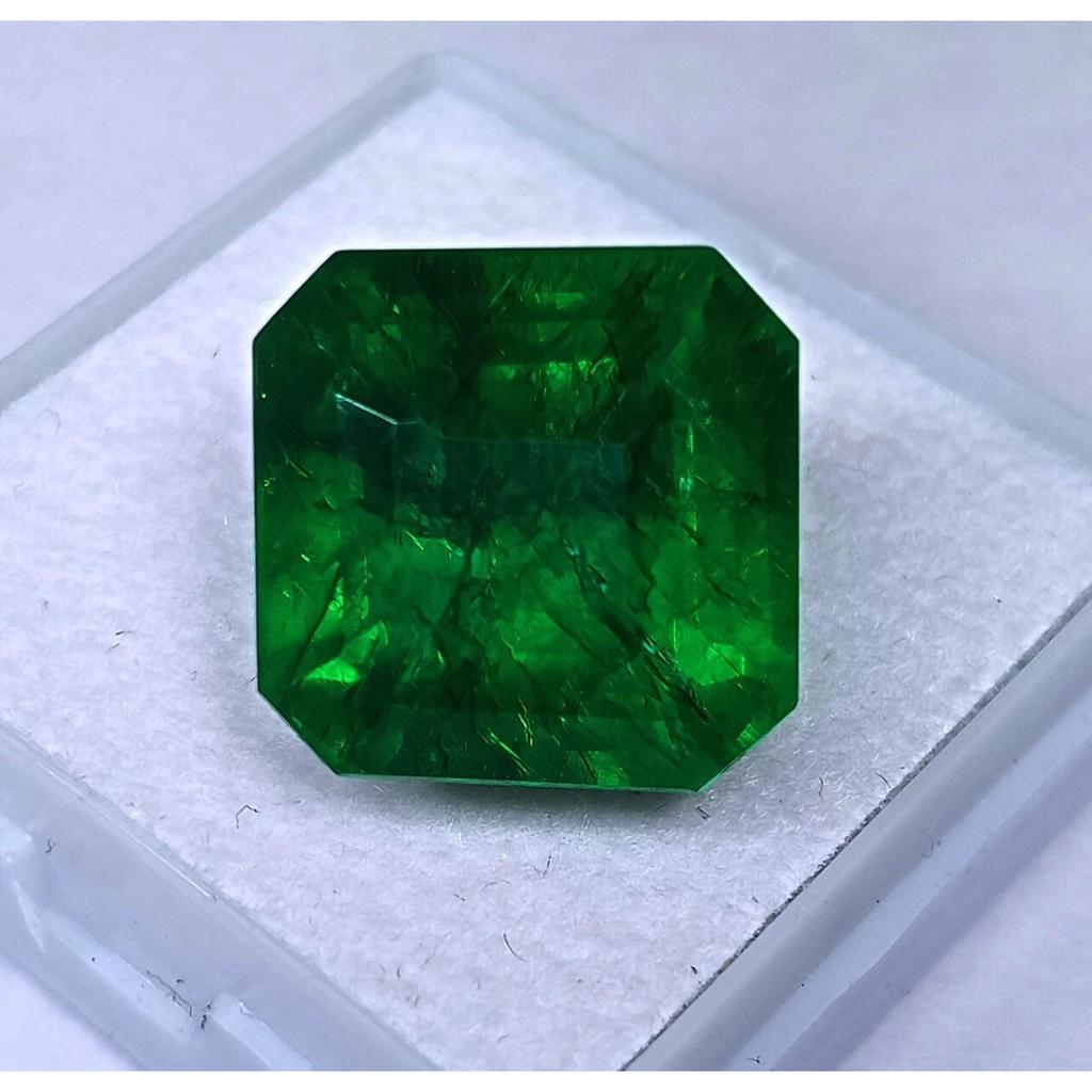 Stunning Colombian Green Emerald Natural Asscher 13.30 Ct Certified Gemstone