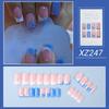24pcs Detachable French Wavy Lines Almond Full Cover False Nail Fake Nails