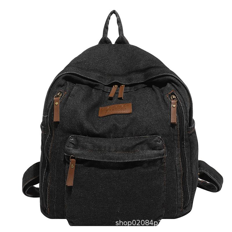 2025 новый повседневный ретро простой студенческий школьный рюкзак большой вместимости джинсовый модный рюкзак для поездок на работу