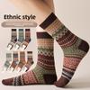 Mid-calf Socks, Thickened and Warm In Ethnic Style, Retro Double-needle Socks for Autumn and Winter, Long Socks, Thick Thread Pile Socks