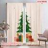 2pcs,2D Plane Printing Creative Curtains Christmas Tree_ Gift Box_ Snowflake Polyester (without Rod) Decorations Inside for