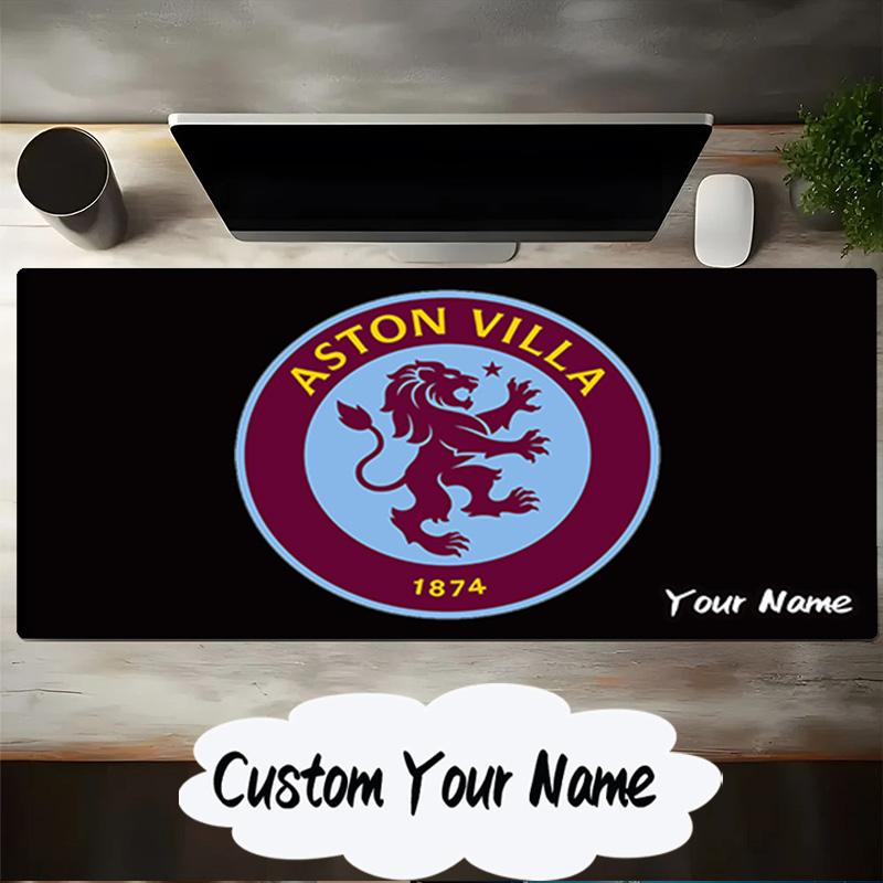 Custom Name Mouse pad Football Villa Design Mouse pad, Gaming Mouse Pad, keyboard pad, Desk Decor for computer notebook Fan Birthday Gift