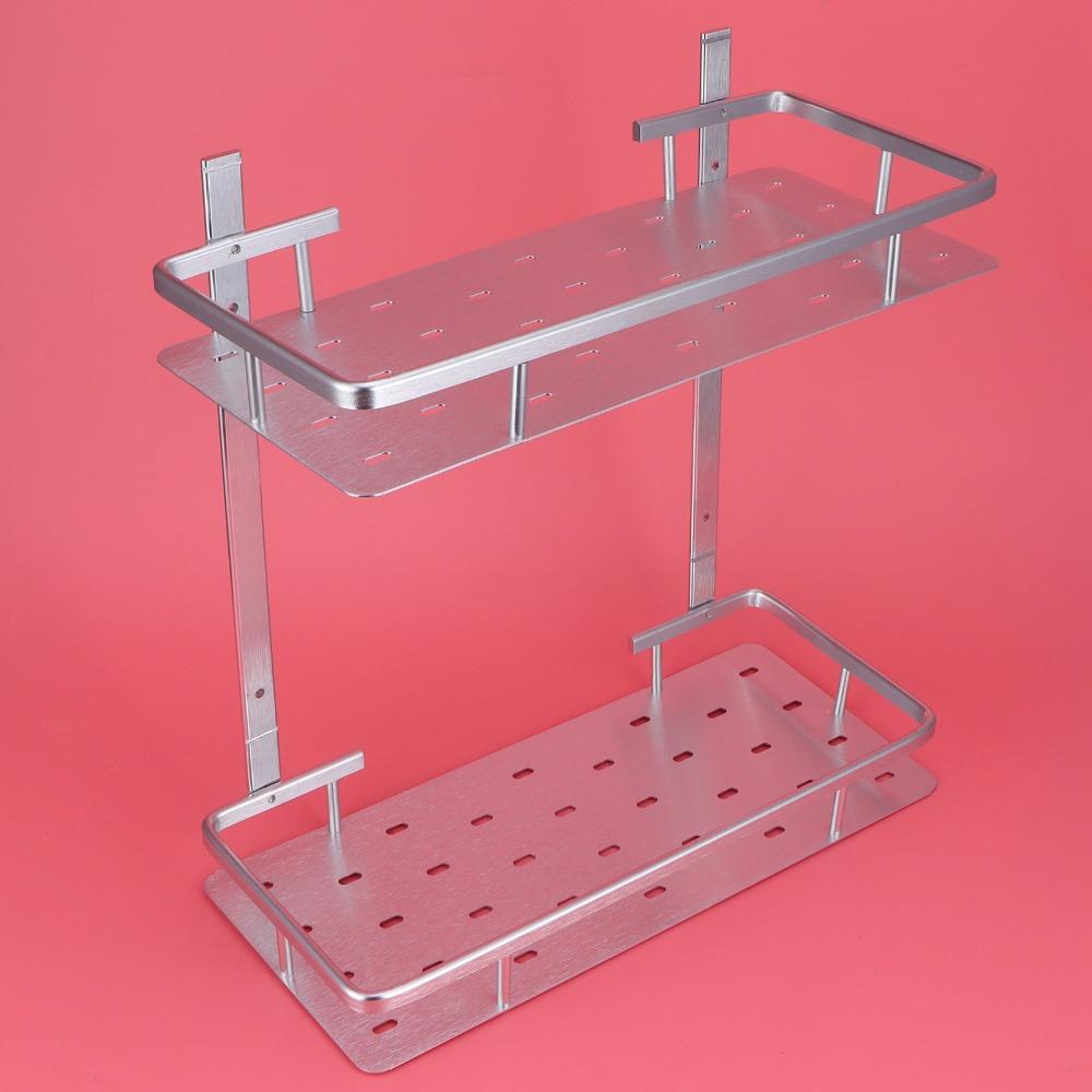 Rust-Proof Shower Rack Space Aluminum Storage Basket Bathroom Kitchen Bedroom Shower
