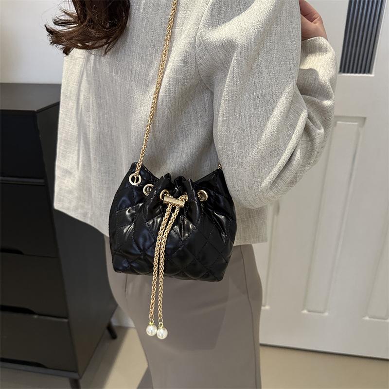 Модная фактура женская сумка счастливая сумка-ведро 2024 новая сумка женская индивидуальная сумка через плечо с бриллиантовой цепочкой сумка-мессенджер