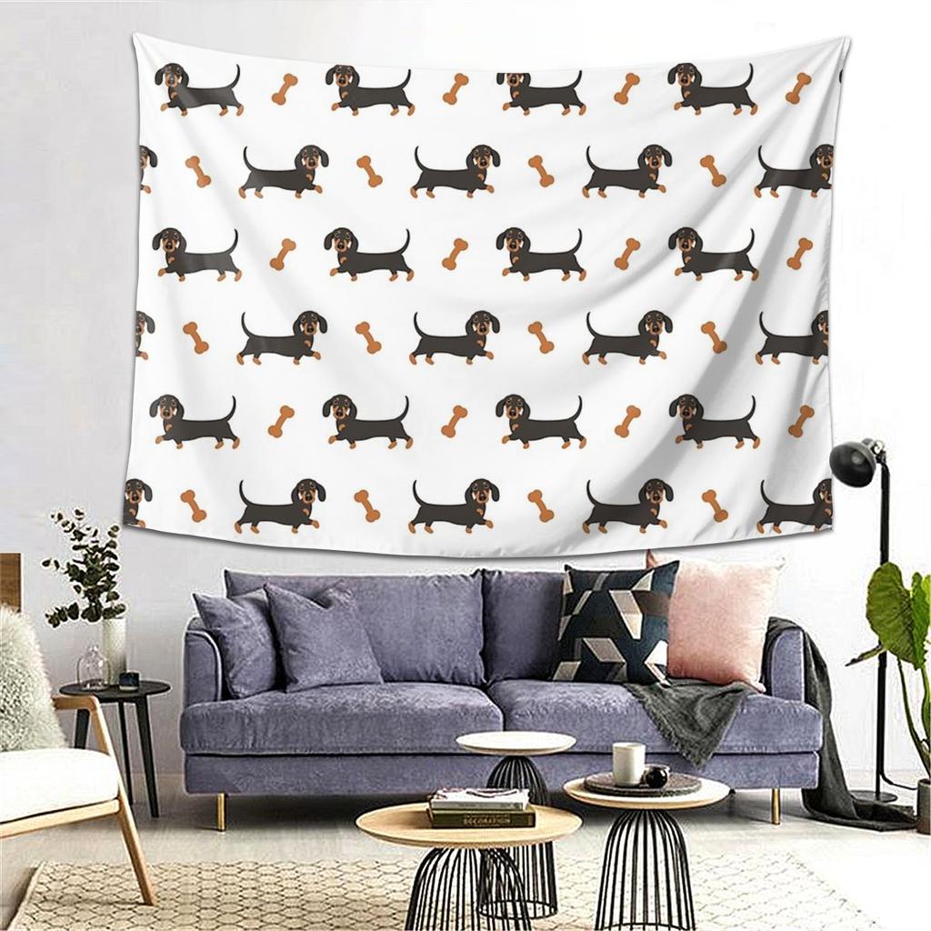Black And Tan Dachshund Sausage Dog Tapestry Decor Art Aesthetic Tapestries for Living Room Bedroom Home Wall Cloth Wall Hanging