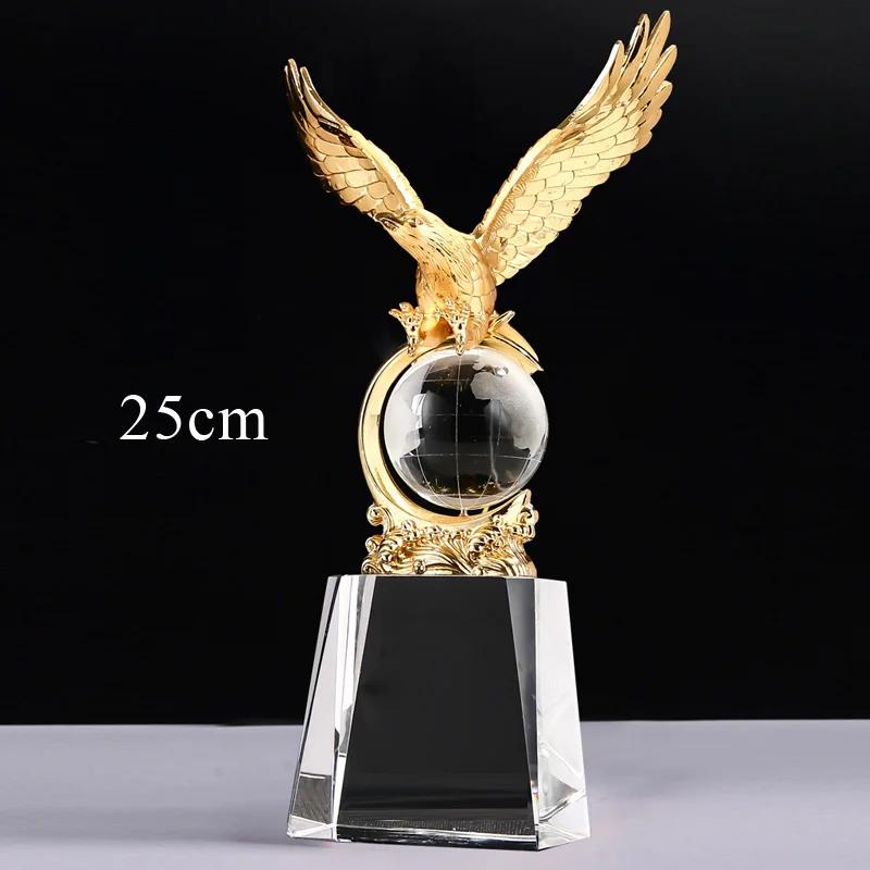Customized High-End Metal Eagle Plus Crystal Trophy, annual Meeting Award, Souvenir, Sales, Home Decoration, Engraving, New, 1Pc