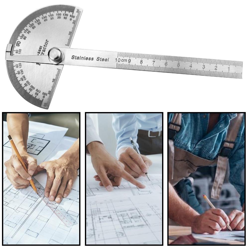 Rotary Measuring Ruler Metal Angle Finder For School Office 180 Degree Protractor Stainless Steel Woodworking Tools Goniometer Angle Ruler