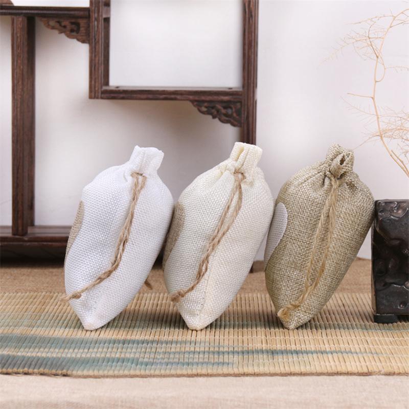10Pcs Heart Shape Linen Small Drawstring Bag Reusable Burlap Jewelry Storage Pouch Gift Packaging Bags Party Candy Bags