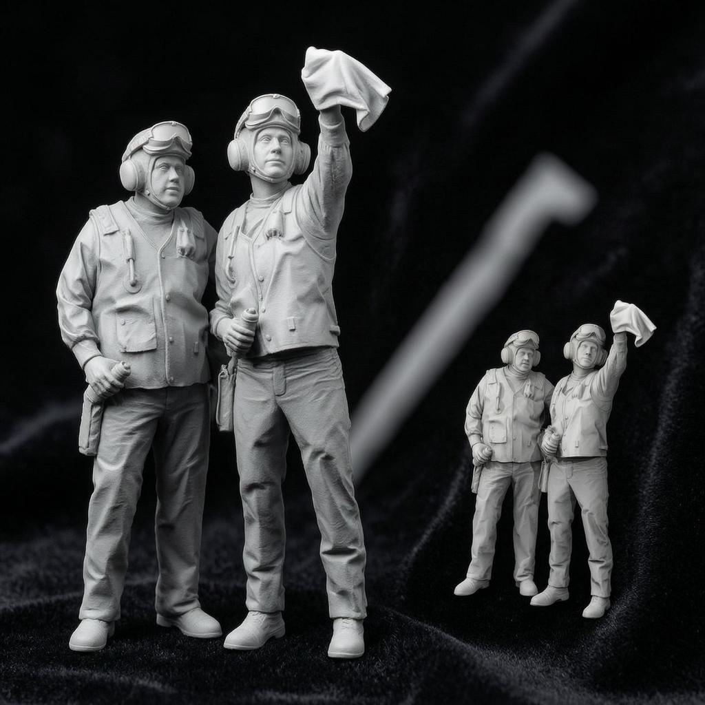 Фигурки палубной команды 1/48 1:Наземная модель в масштабе 48, несобранная, из смолы