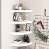 VidaXL Floating Corner Shelves 4pcs High Gloss White 35x35x3.8cm MDF