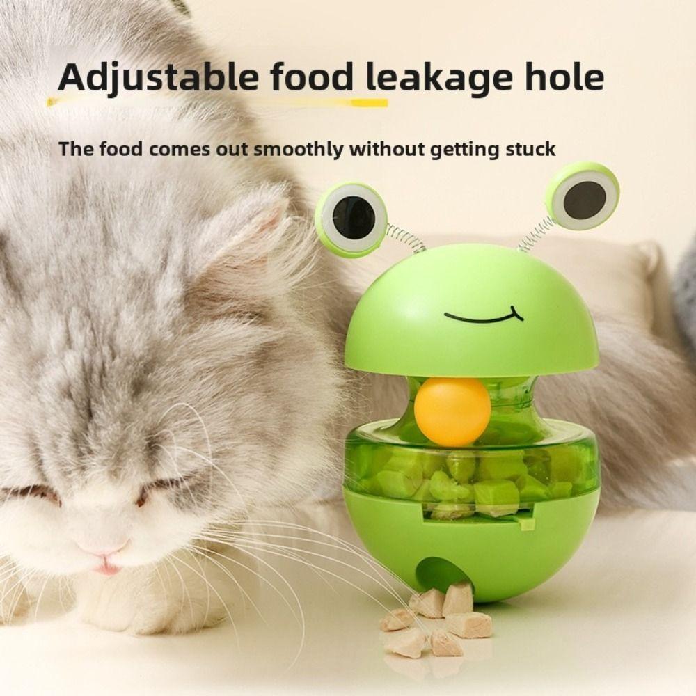 Лягушка Диспенсер лакомств для кошек Мяч 3 в 1 Игрушка-головоломка для еды Мультяшные игрушки-тизеры для еды с отверстиями Товары для питомцев