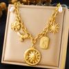 Fashion Spiral Oval Heart Pendant Sweater Chain Crystal Butterfly Flower Multi Element Accessory Necklace