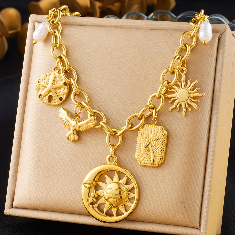 Fashion Spiral Oval Heart Pendant Sweater Chain Crystal Butterfly Flower Multi Element Accessory Necklace