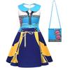 Kids Girls Anime Cartoon POP Singer Super Star Rumi Mira Zoey Printed Lapel Collar Sleeveless Dress Bag Set Halloween Cosplay Costumes