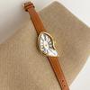 High end Retro Creative Watch for Women,Twisted Irregular Dial Design,Fashionable Leather Waterproof Quartz Women Watches Gift