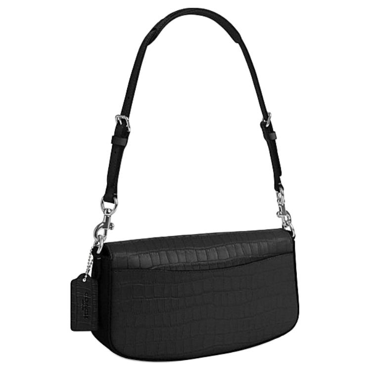 Coach Andrea 24 Logo Adjustable Shoulder Strap Leather Tote Shoulder Bag Medium Women handbags Black CT770-SV-BK