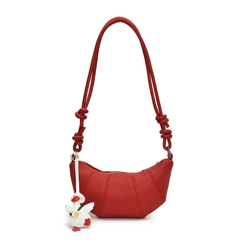 Spring and summer trend niche design simple croissant temperament versatile high-grade texture lychee pattern shoulder crossbody women's bag