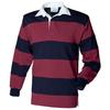 Sewn Stripe Long Sleeve Sports Rugby Polo Shirt