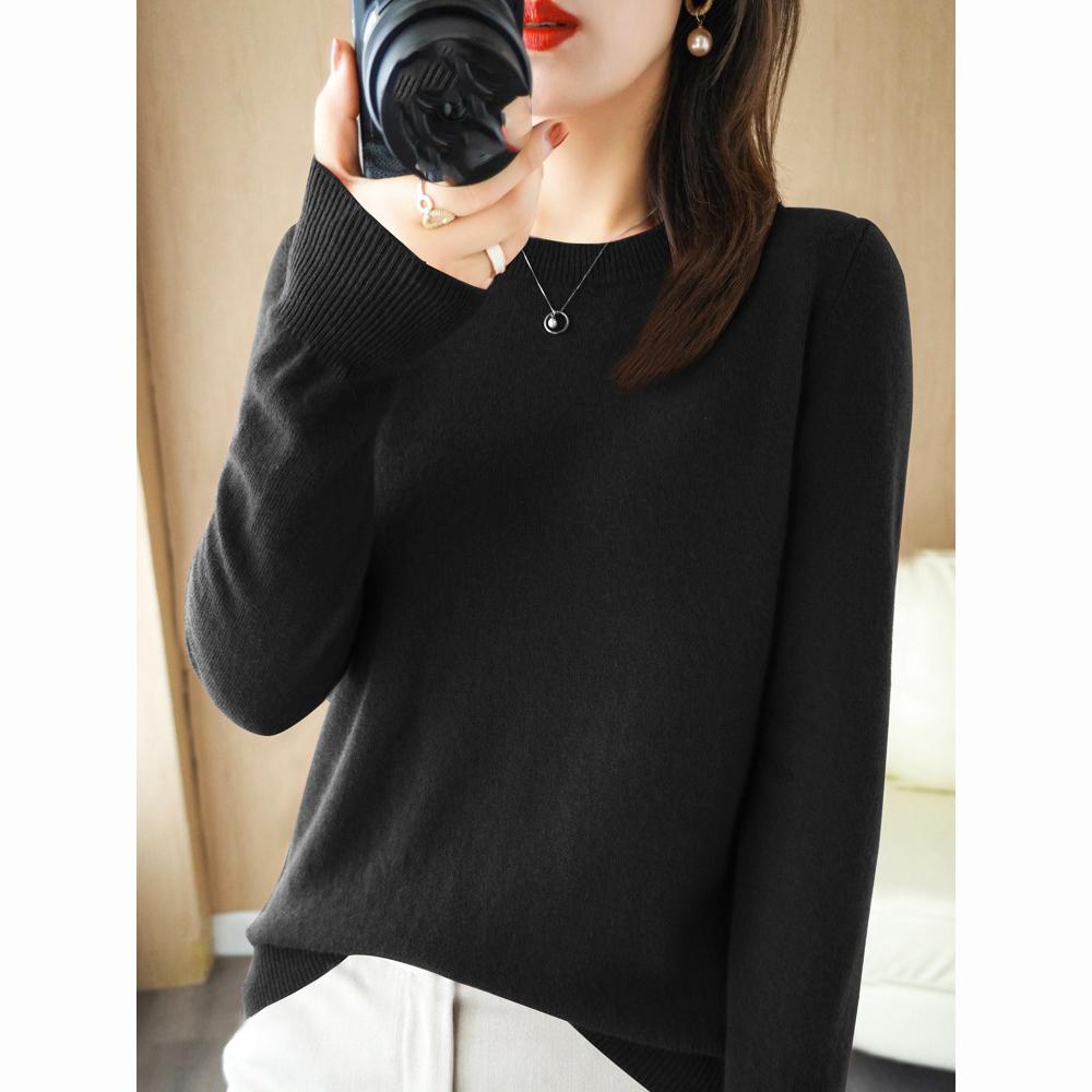 Свитера с круглым вырезом, пуловер, женский теплый свитер с длинными рукавами, однотонная рубашка на осень-зиму, кашемировый стиль для путешествий