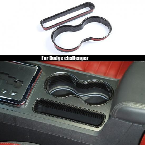 Car Front Water Cup Holder Panel Trim For Dodge Challenger 2009-14 Carbon Fiber