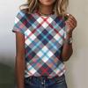3D-печатная забавная клетчатая футболка для женщин, красочные геометрические графические футболки, летние топы Harajuku с круглым вырезом, футболки с короткими рукавами