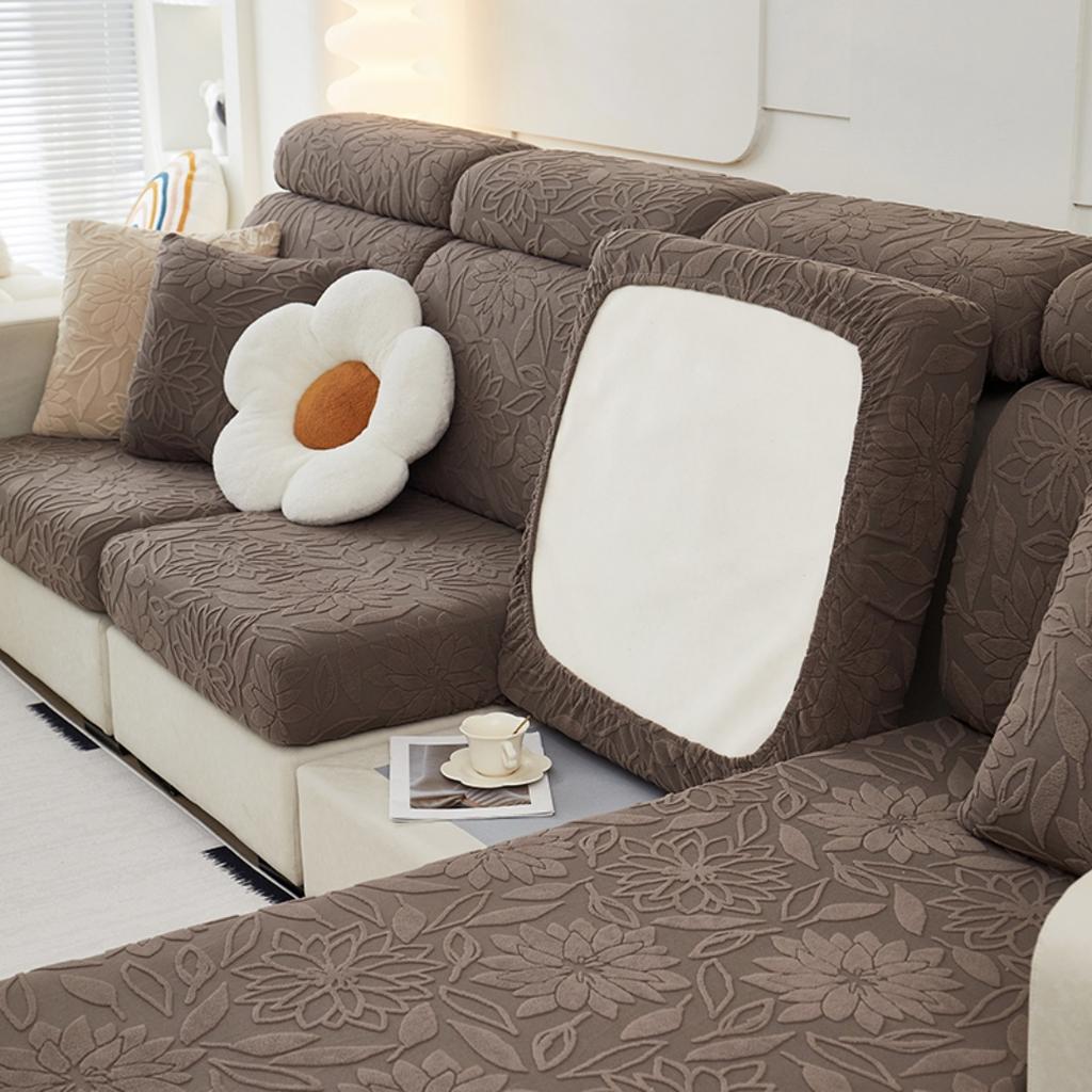 Однотонный жаккардовый чехол на диван с камелиями, 1 шт., эластичный чехол на диван, защита мебели для спальни, офиса, гостиной, дома