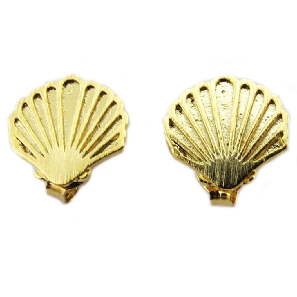 7bis [Q6098] - Handmade Gold 'Shell' Earrings - 10x10 Mm