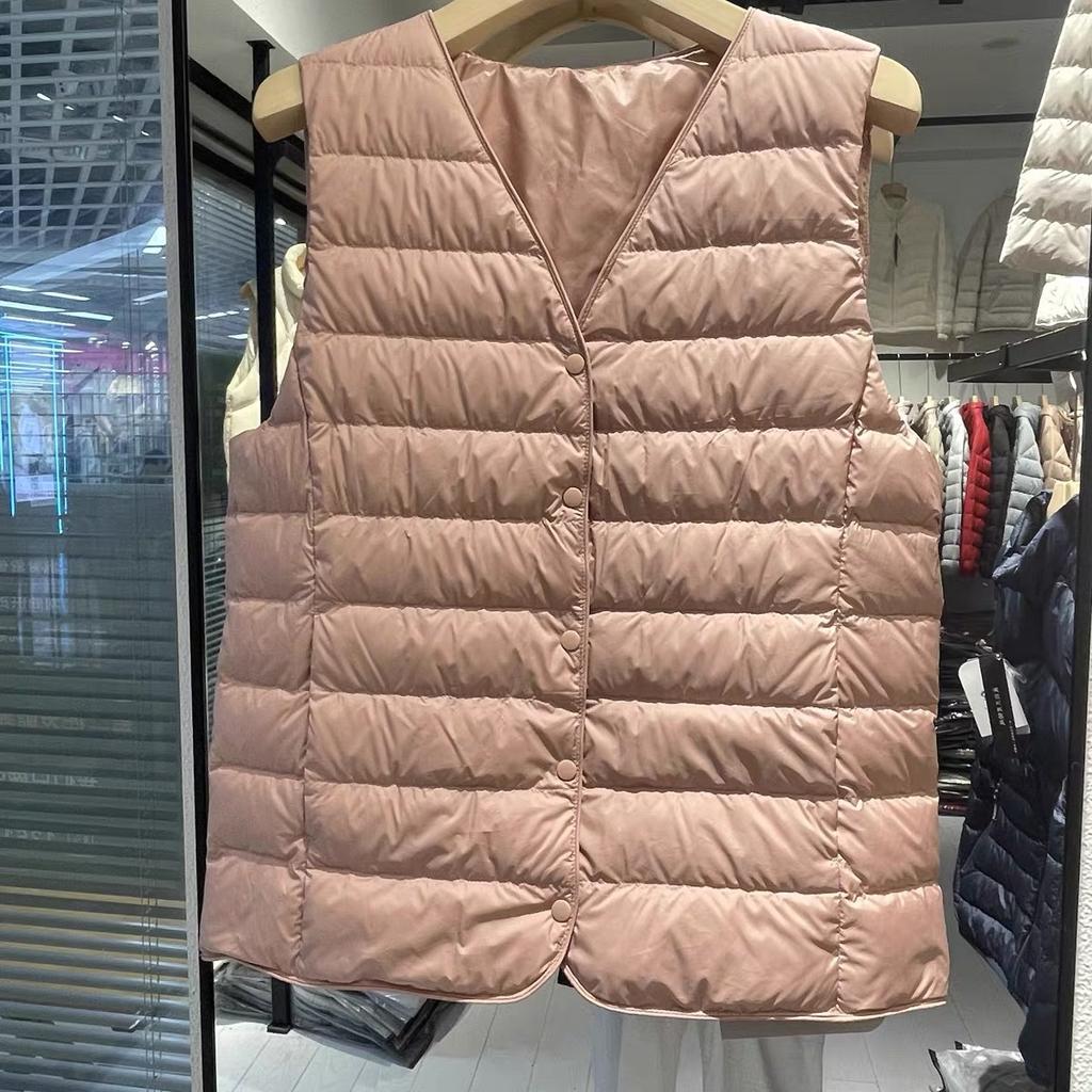 Женский пуховый жилет с подкладкой 90% белый утиный пух короткий жилет утолщенный теплый пуховик