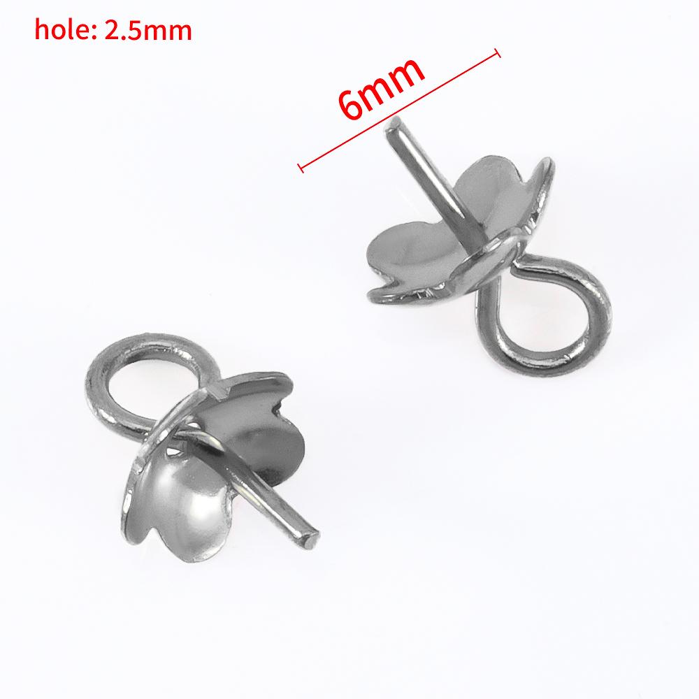 30pcs 50pcs Stainless Steel Flower Screw Eye Pins Bail Top Drilled Bead End Caps Pendant Connector for DIY Jewelry Making Supply