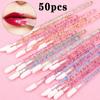 50pcs/set Disposable Lip Brush Crystal Mini Lipstick Stick Makeup Brush Stick Portable Beauty Tool Multifu High Quality Brushes