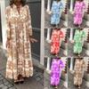 2024 Women's Stand-up Collar Flare Sleeve Print Summer Dress